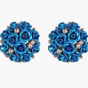Elegant Blue Floral Earrings